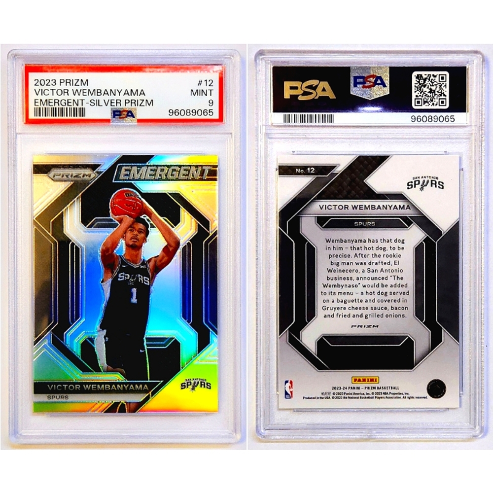 2023 Panini Prizm Emergent Silver Victor Wembanyama #12 Rookie (RC) PSA 9 MINT